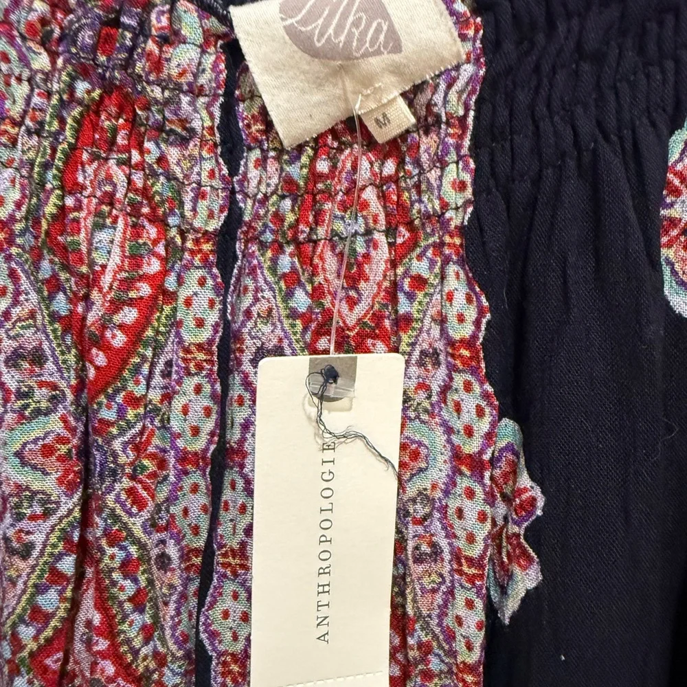 Anthropologie Navy Romper with Red & White Paisley Print - Picture 2 of 4